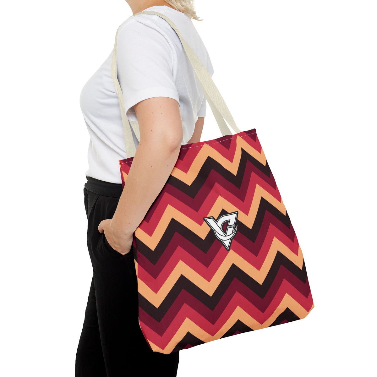 Cranberry Chevron Tote Bag — All-Over Print Gym & Everyday Tote