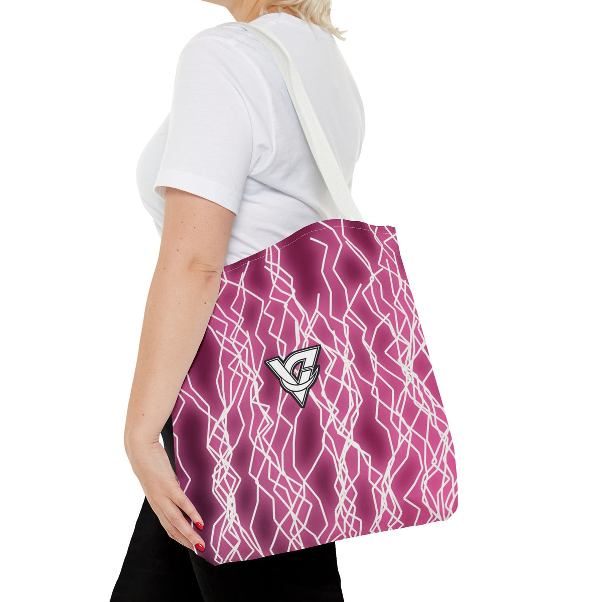 Hot Pink Lightning Tote Bag — All-Over Print Gym & Everyday Tote