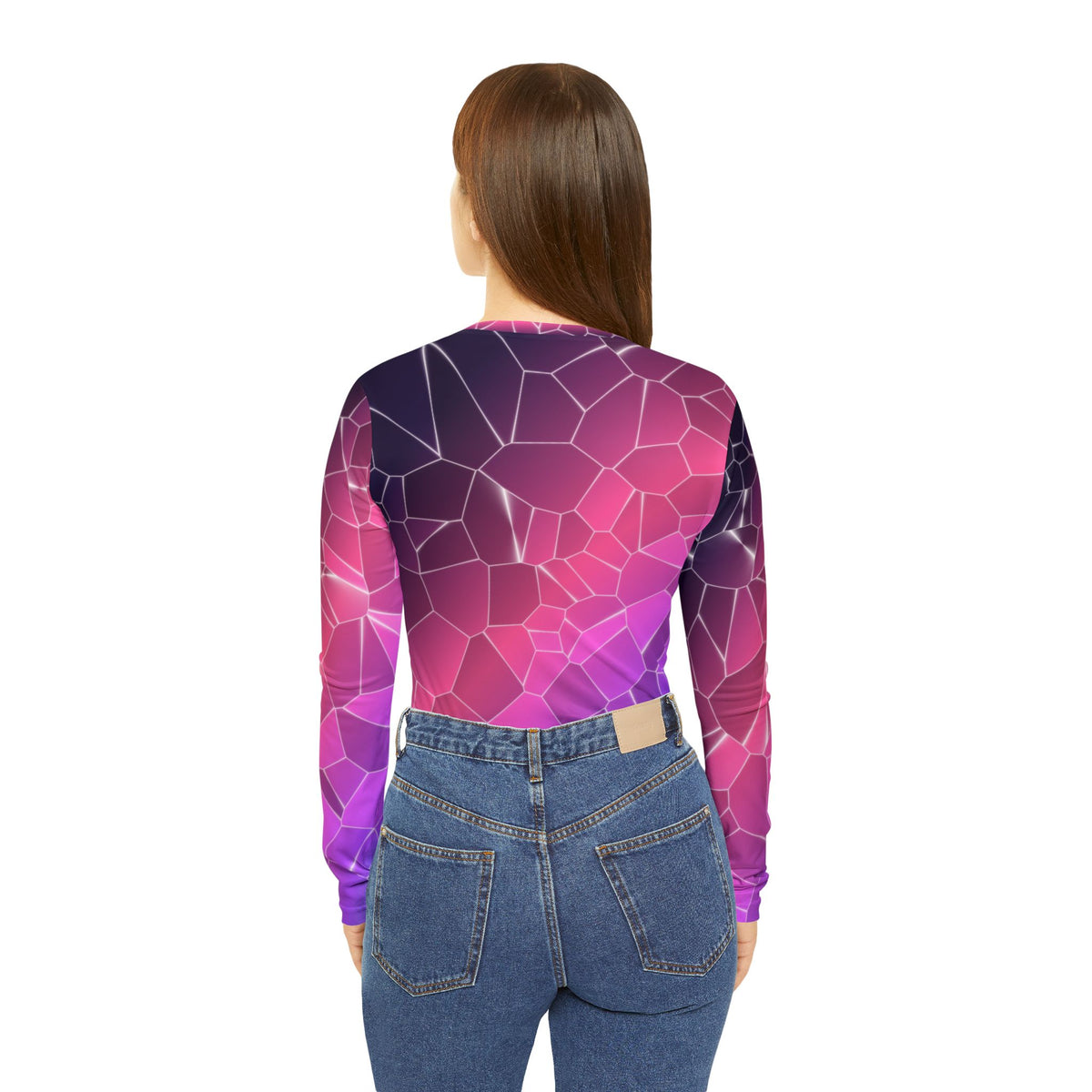 Violet Shatter Women's Long Sleeve V-Neck Athletic Top