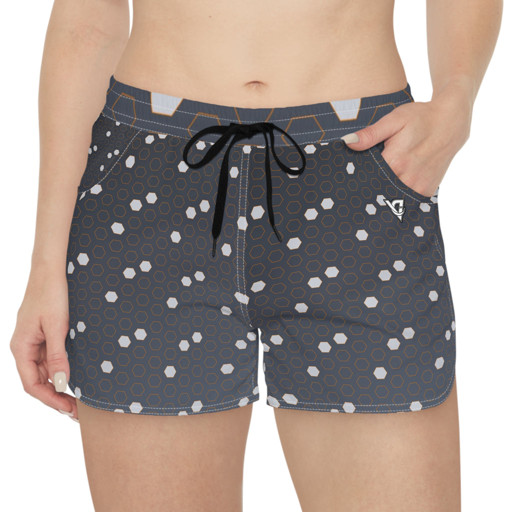Soccer Slate Storm Hex Pitch Women's Athletic Shorts with Pockets