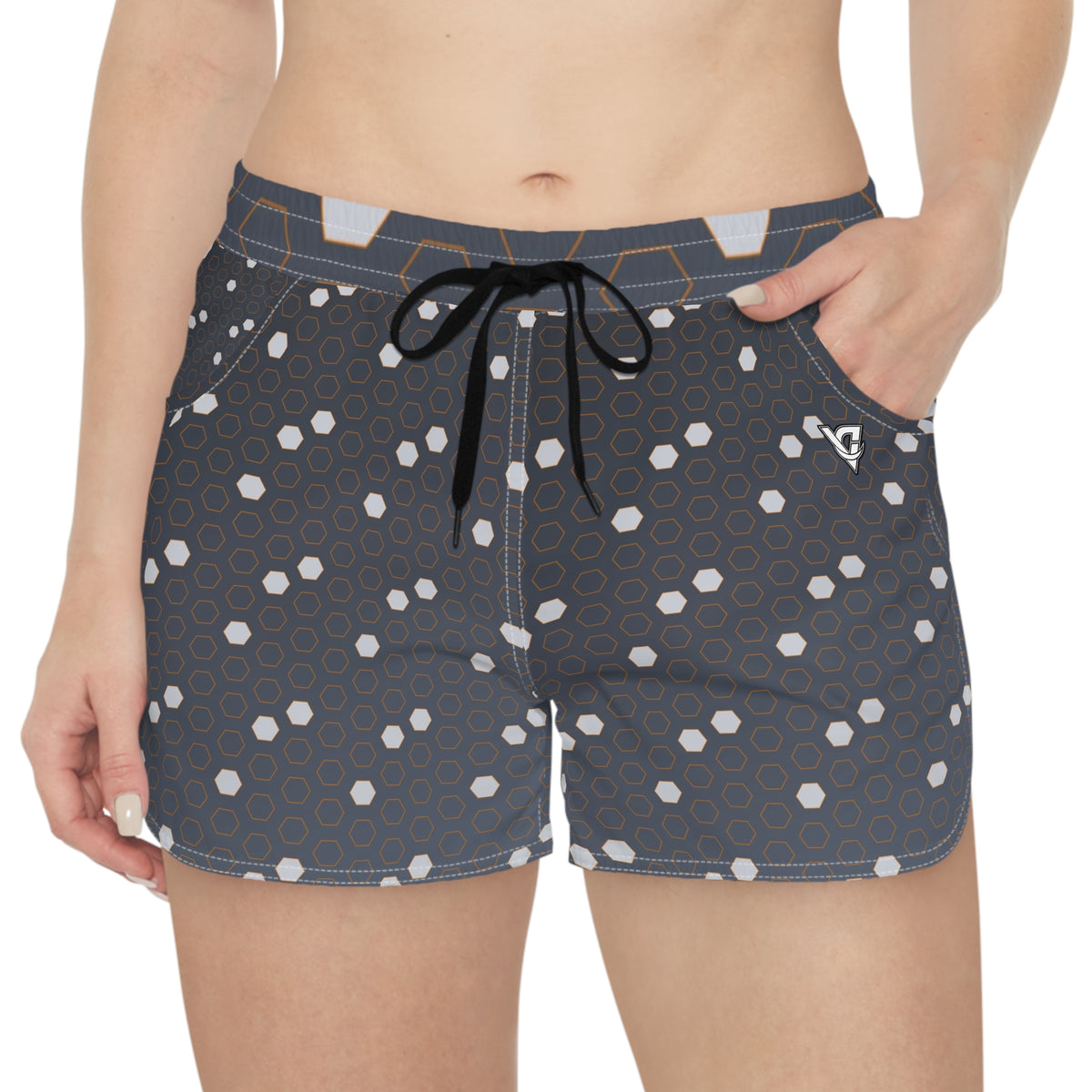 Soccer Slate Storm Hex Pitch Women's Athletic Shorts with Pockets