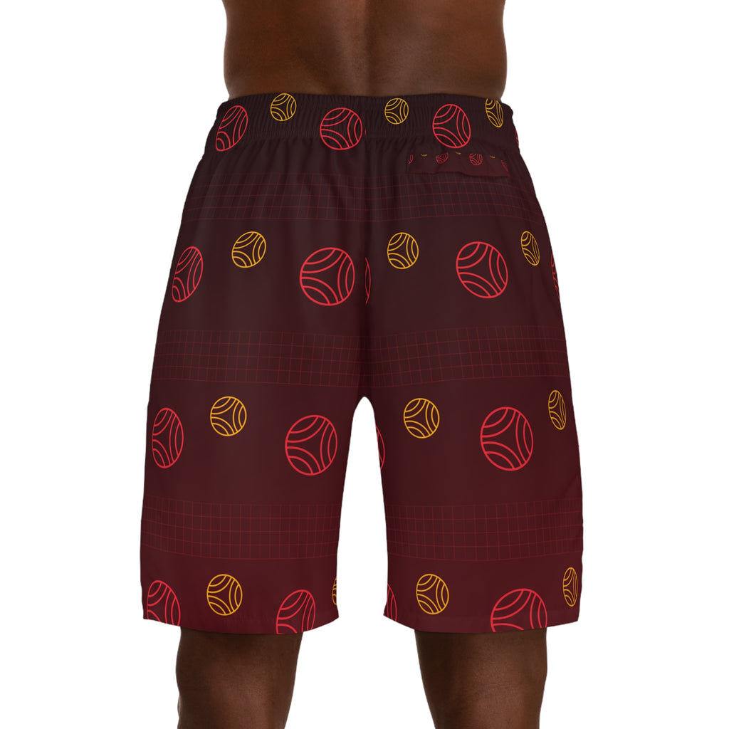 Volleyball Crimson Blaze Spike Panel Men's Athletic Shorts with Pockets