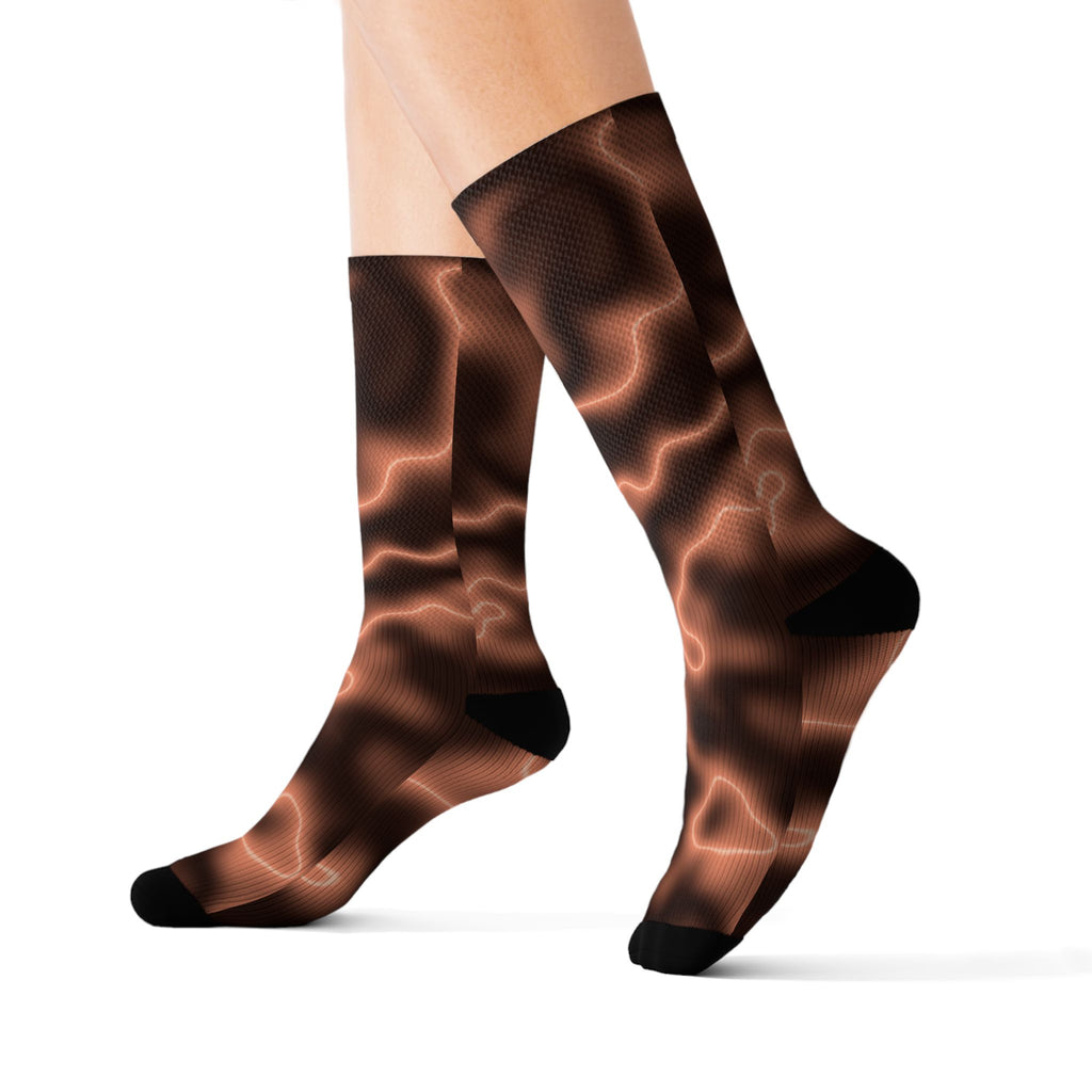 Peach Marble Athletic Crew Socks