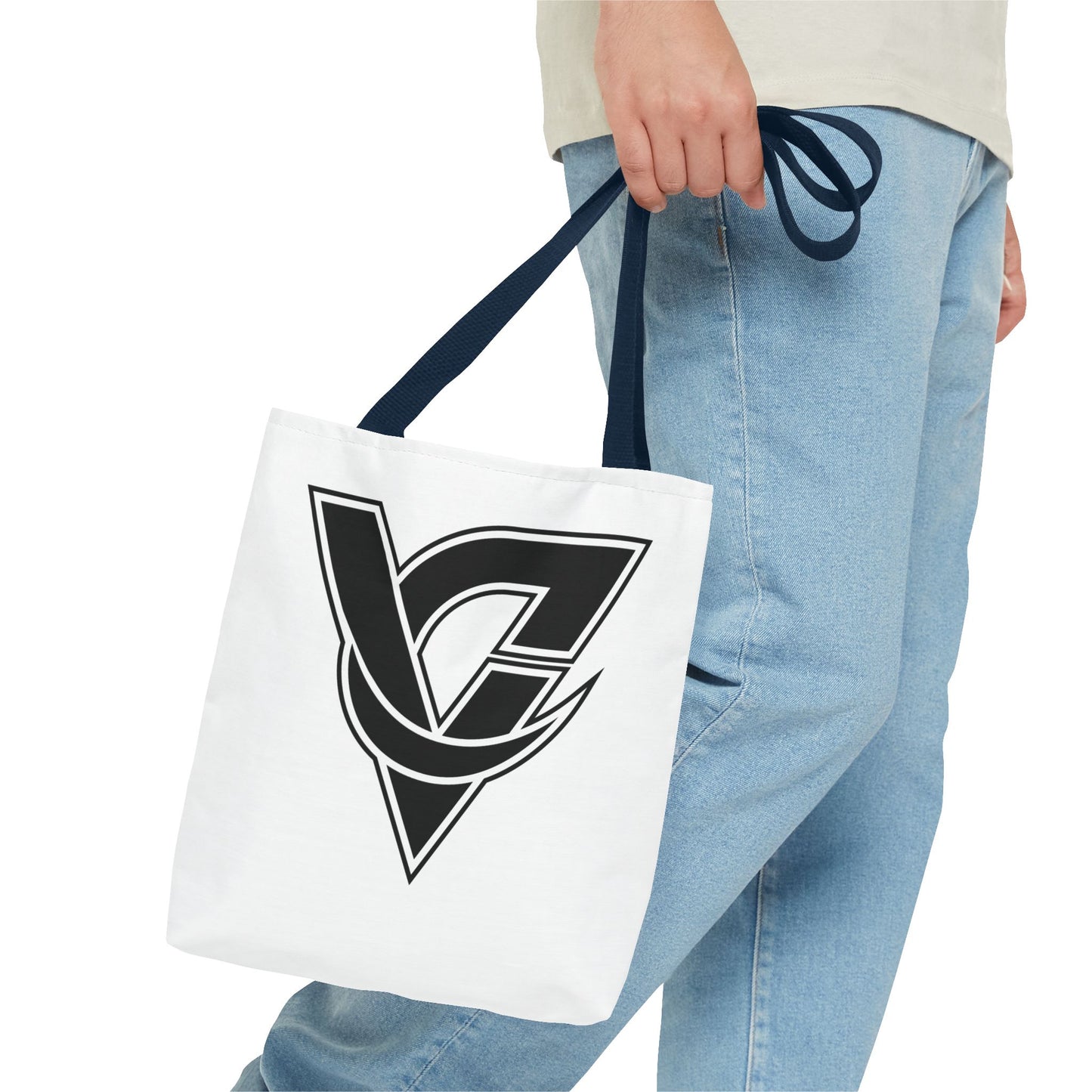 Monogram V Triangle Tote Bag – Bold Black Logo All-Over Print