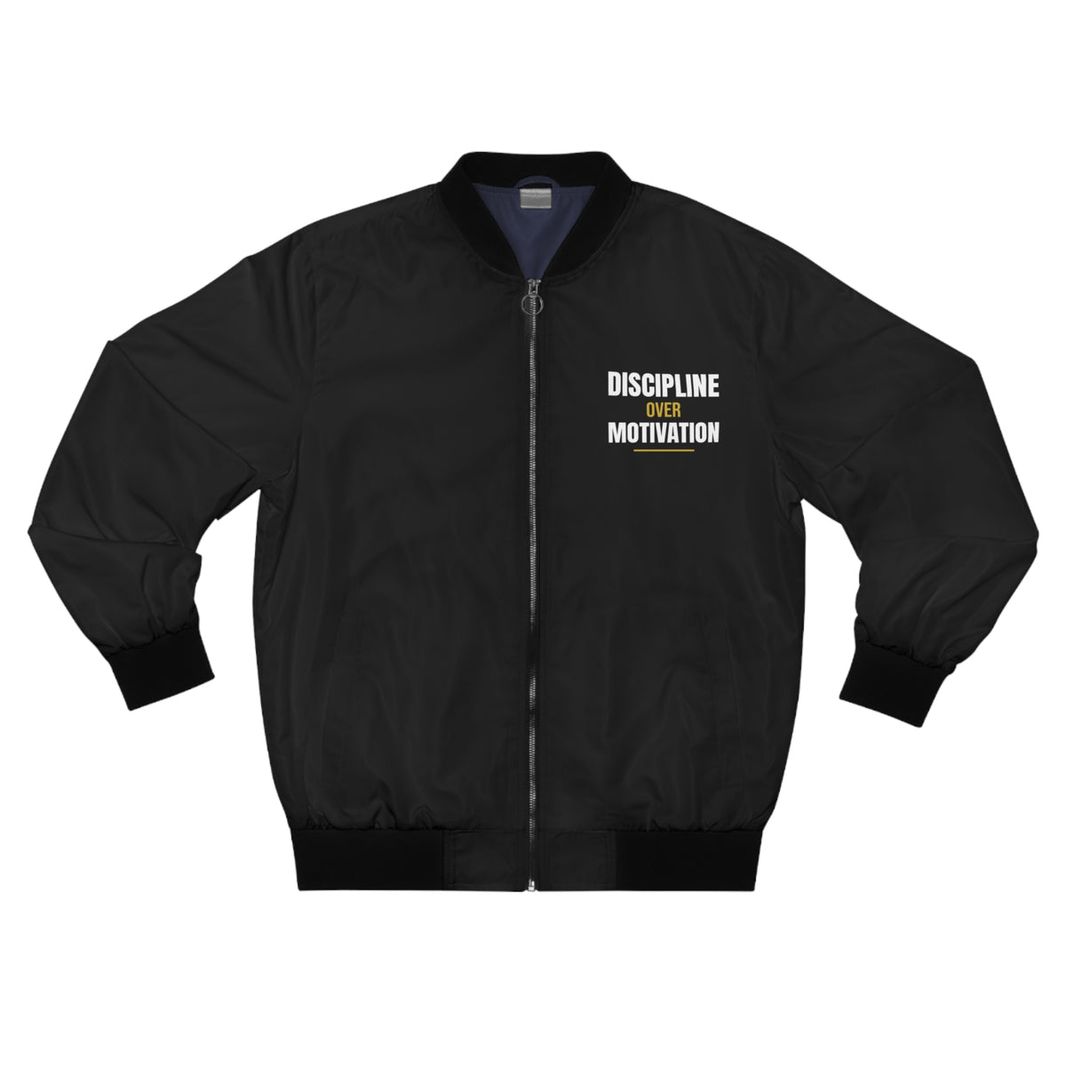 Men's Discipline Over Motivation Bomber Jacket – Black Motivational Gym Jacket