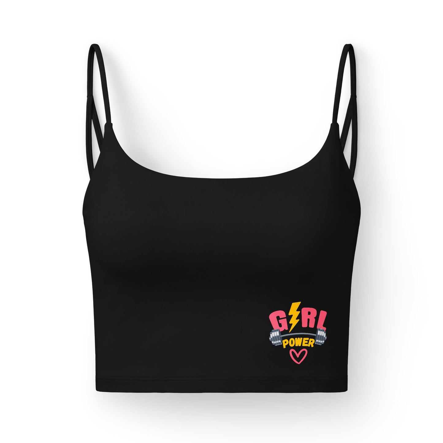 Girl Power Luxe Bra — Women's Cropped Supportive Bralette with Retro Graphic