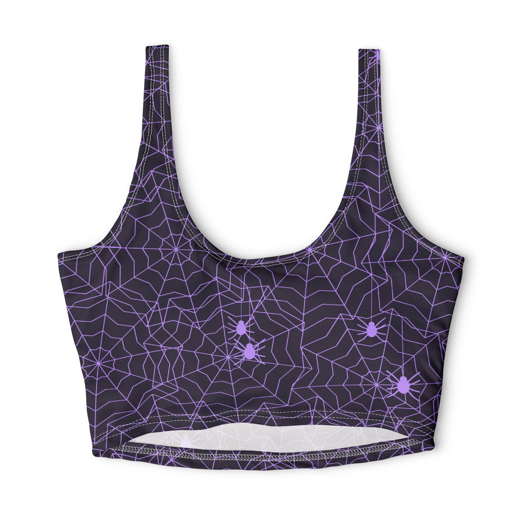 Halloween Witching Purple Spiderweb Sports Bra