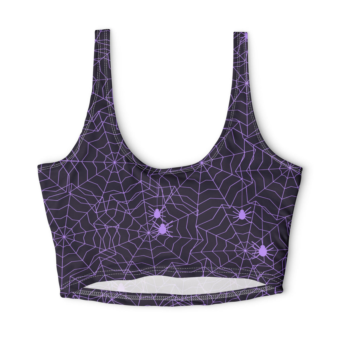 Halloween Witching Purple Spiderweb Sports Bra