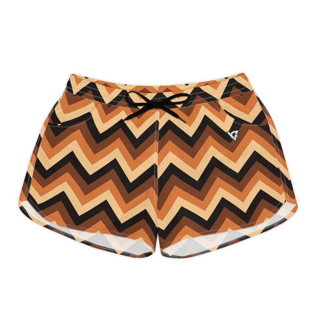 Women's Multipurpose Athletic Shorts with Pockets | Copper Chevron