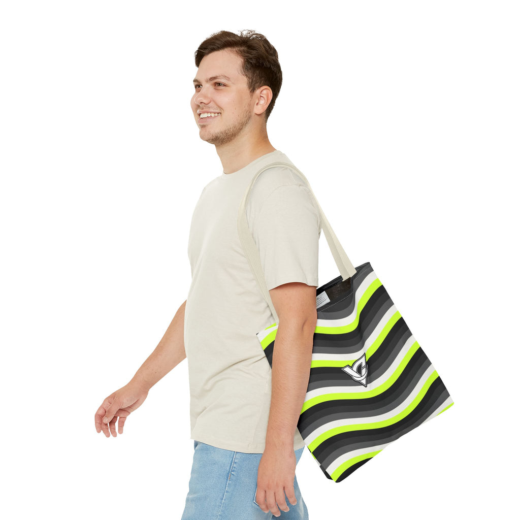 Graphite Wave Tote Bag — All-Over Print Gym & Everyday Tote