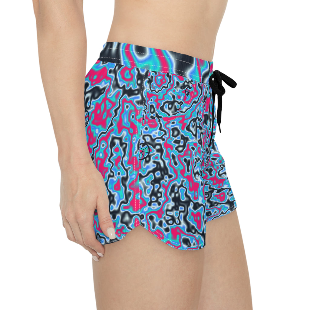 Cycling Arctic Neon Marble Flow Women's Athletic Shorts with Pockets