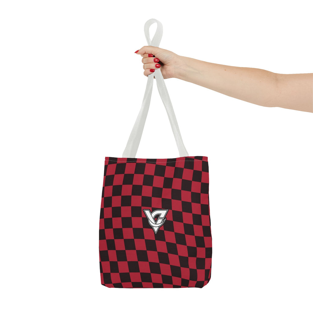Spiced Wine Warp Check Tote Bag — All-Over Print Gym & Everyday Tote