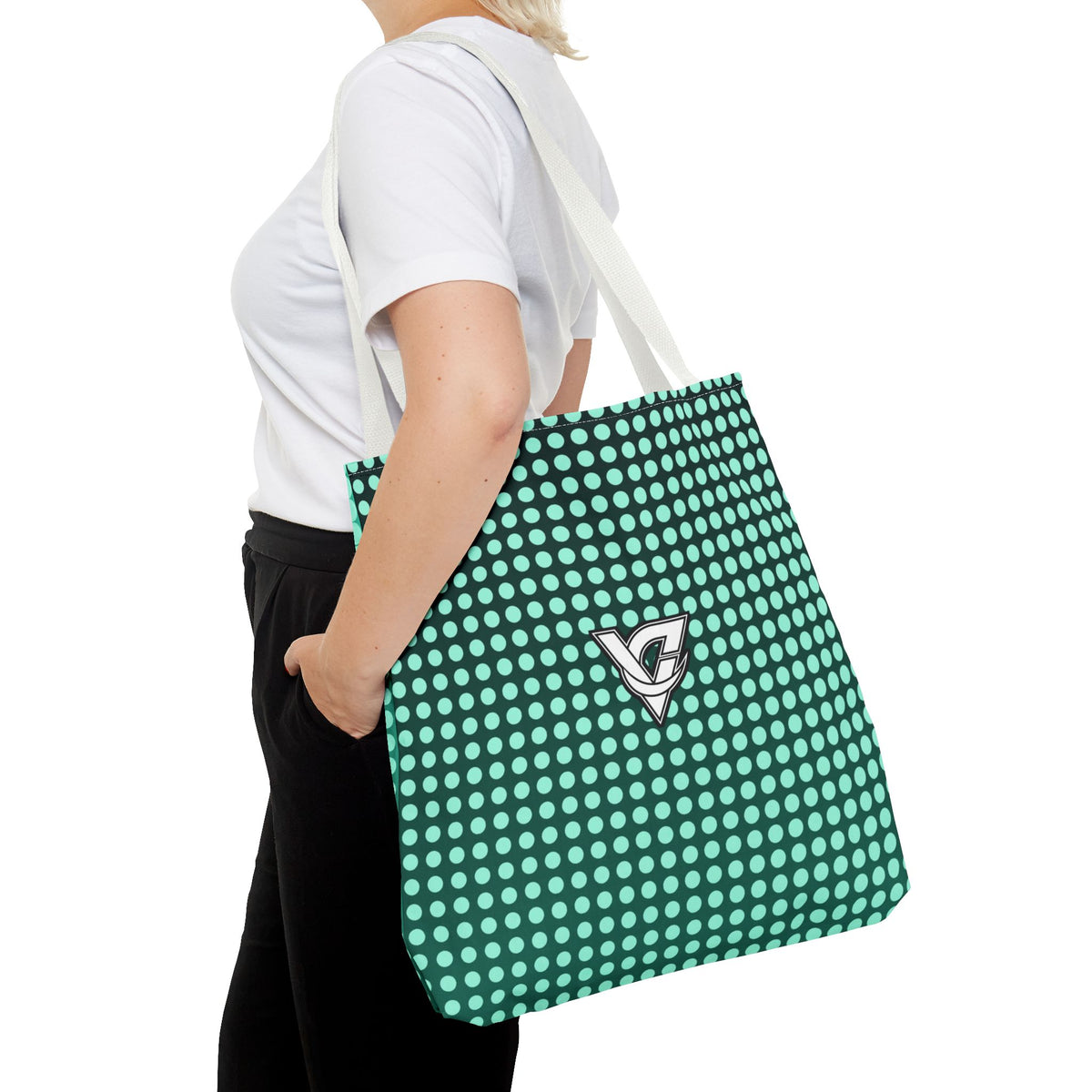 Mint Halftone Tote Bag — All-Over Print Gym & Everyday Tote