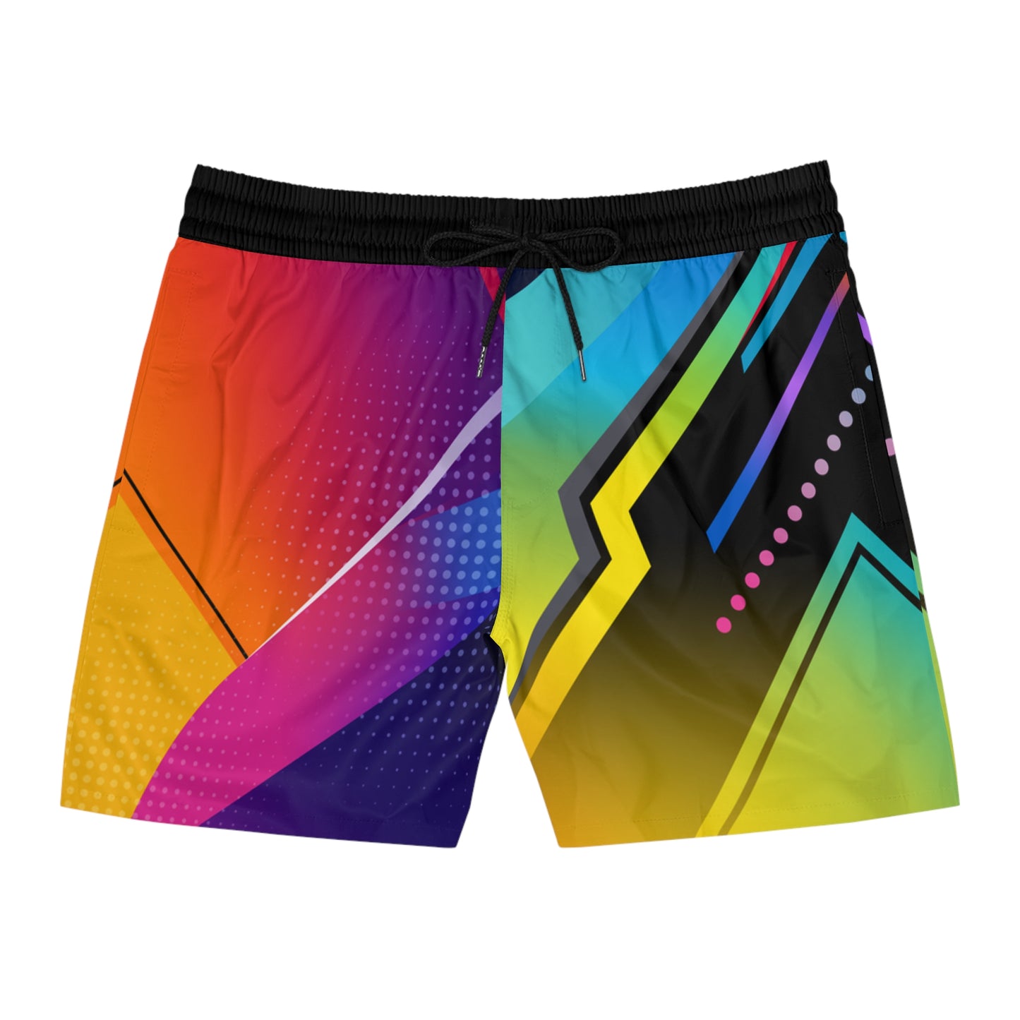 Men's Abstract Neon Athletic Jogger Shorts Colorful Geometric AOP - No Pockets