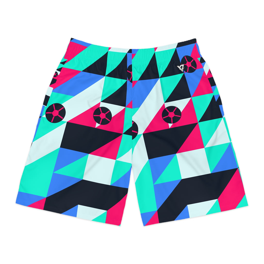 Soccer Arctic Neon Prism Block Men's Athletic Shorts with Pockets