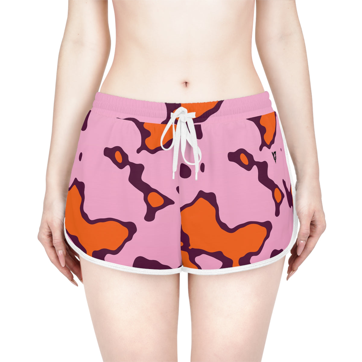 Women's Tangerine Spots Relaxed Shorts – Colorful All-Over Print Running & Workout Shorts
