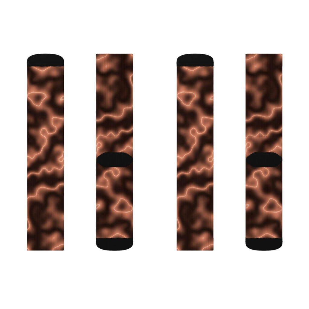 Peach Marble Athletic Crew Socks