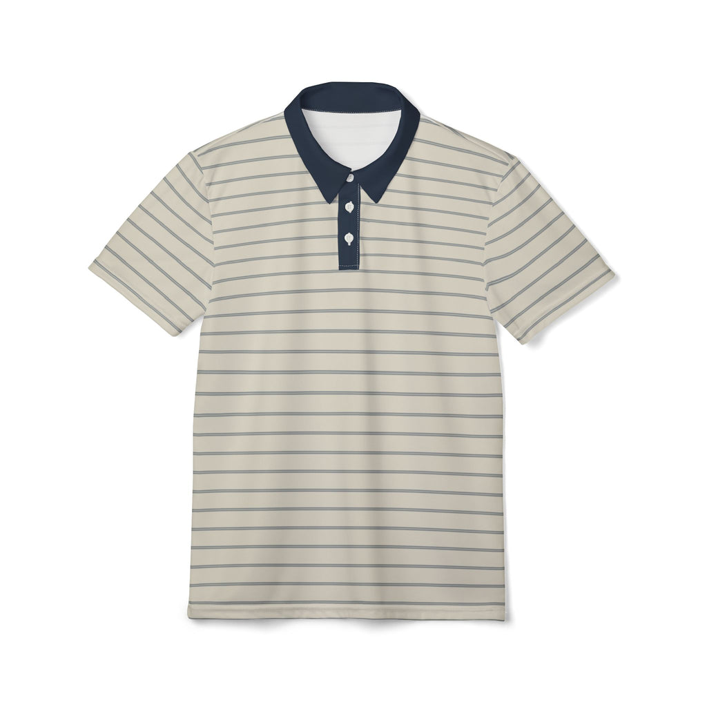 Navy-Trim Striped Polo Shirt — Classic Casual Golf & Everyday Tee