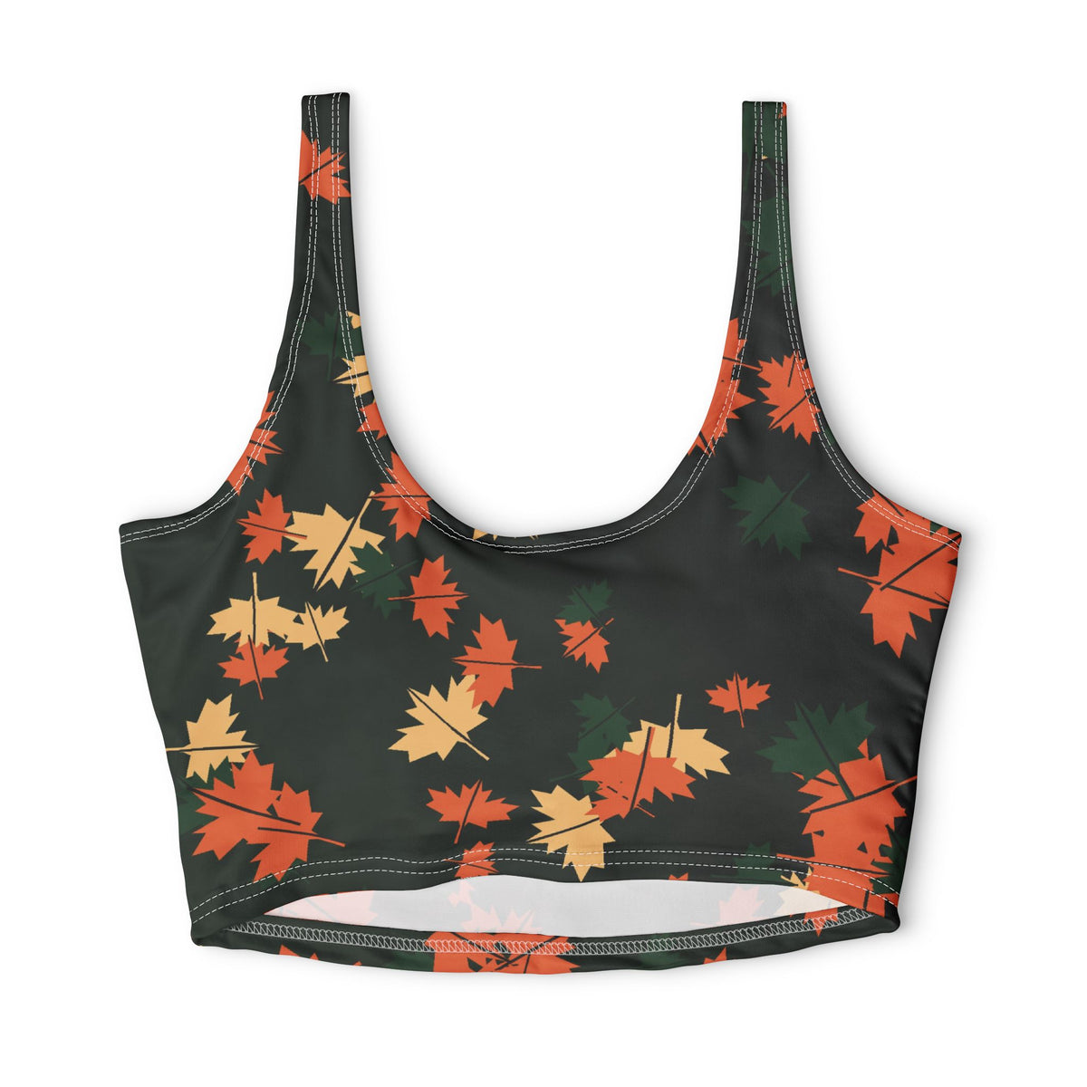 Evergreen Ember Falling Leaves Sports Bra