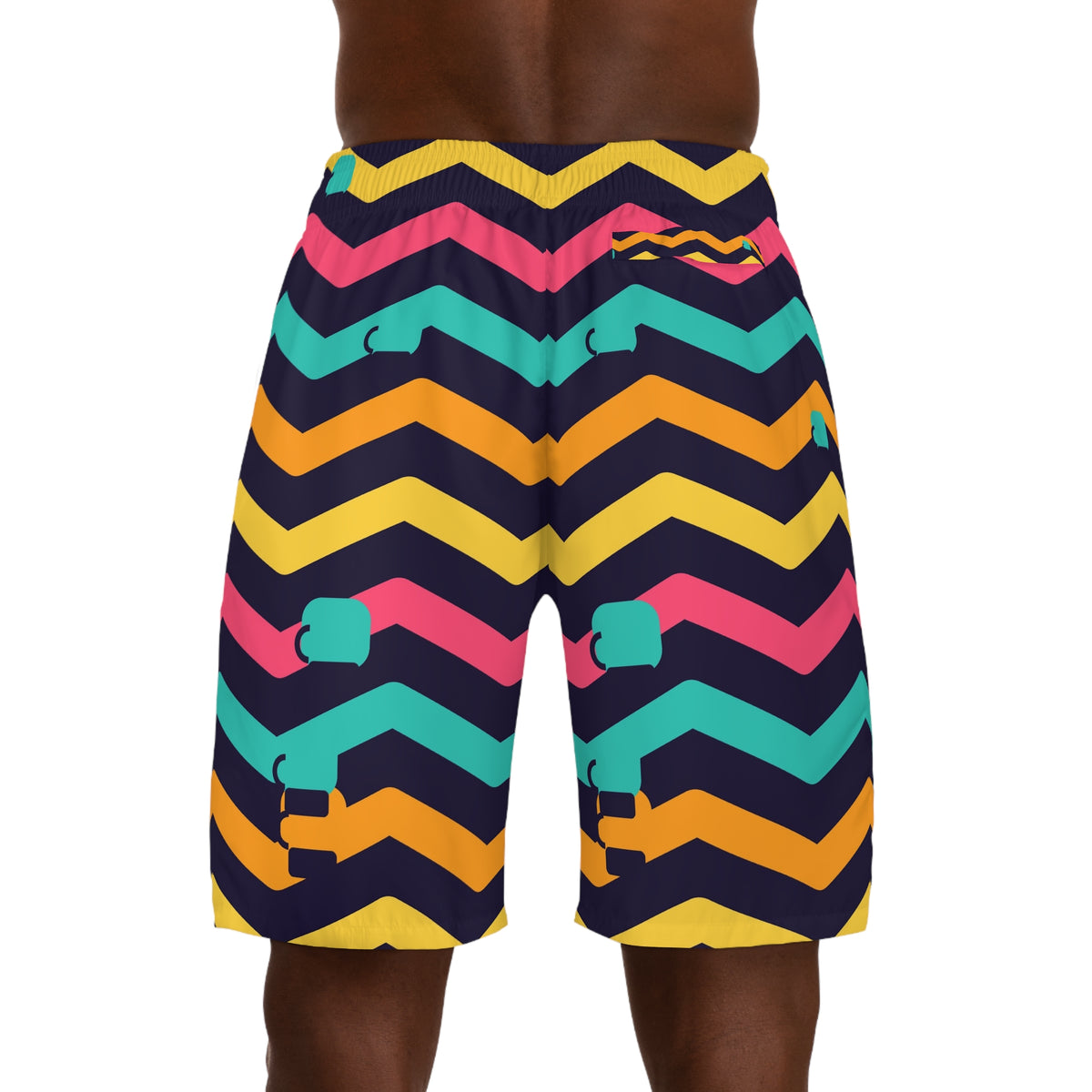 Combat Sports Electric Mango Chevron Rush Men's Athletic Shorts with Pockets