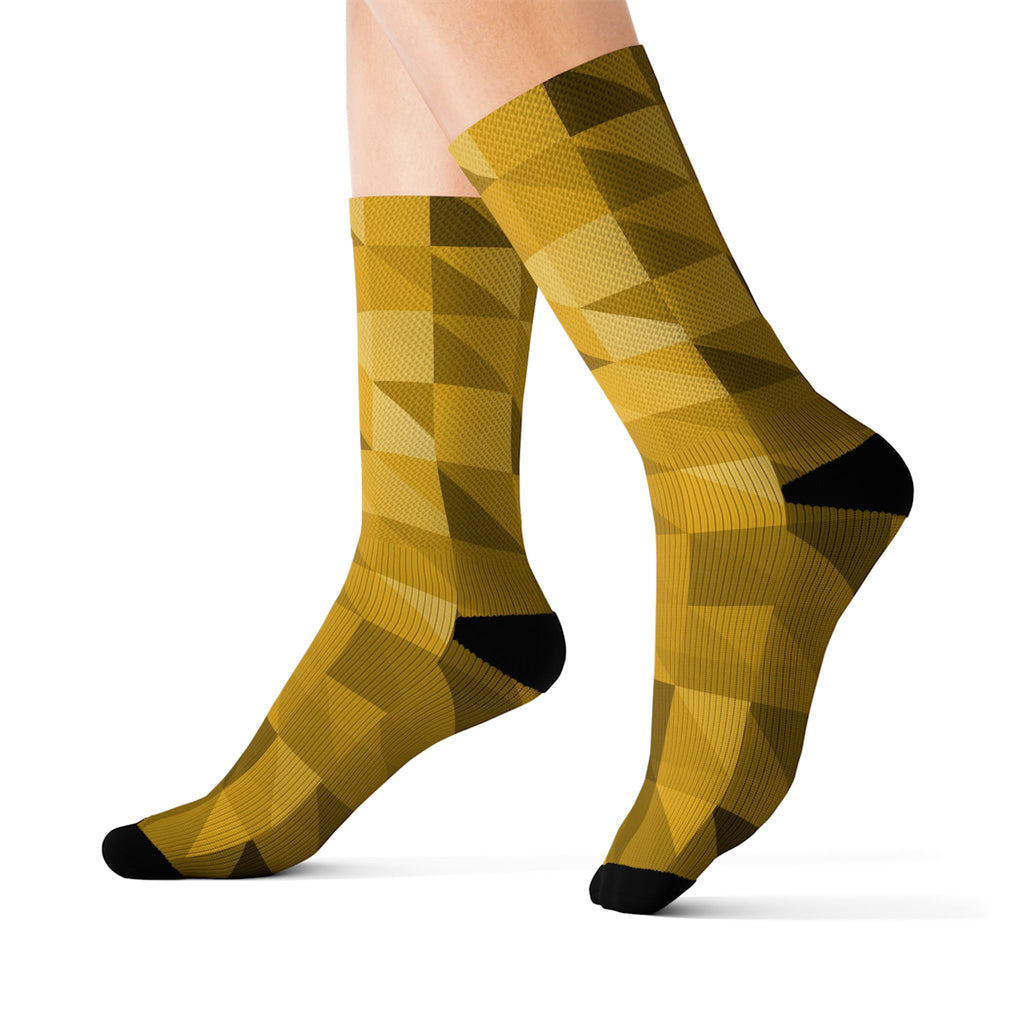 Mustard Low-Poly Athletic Crew Socks