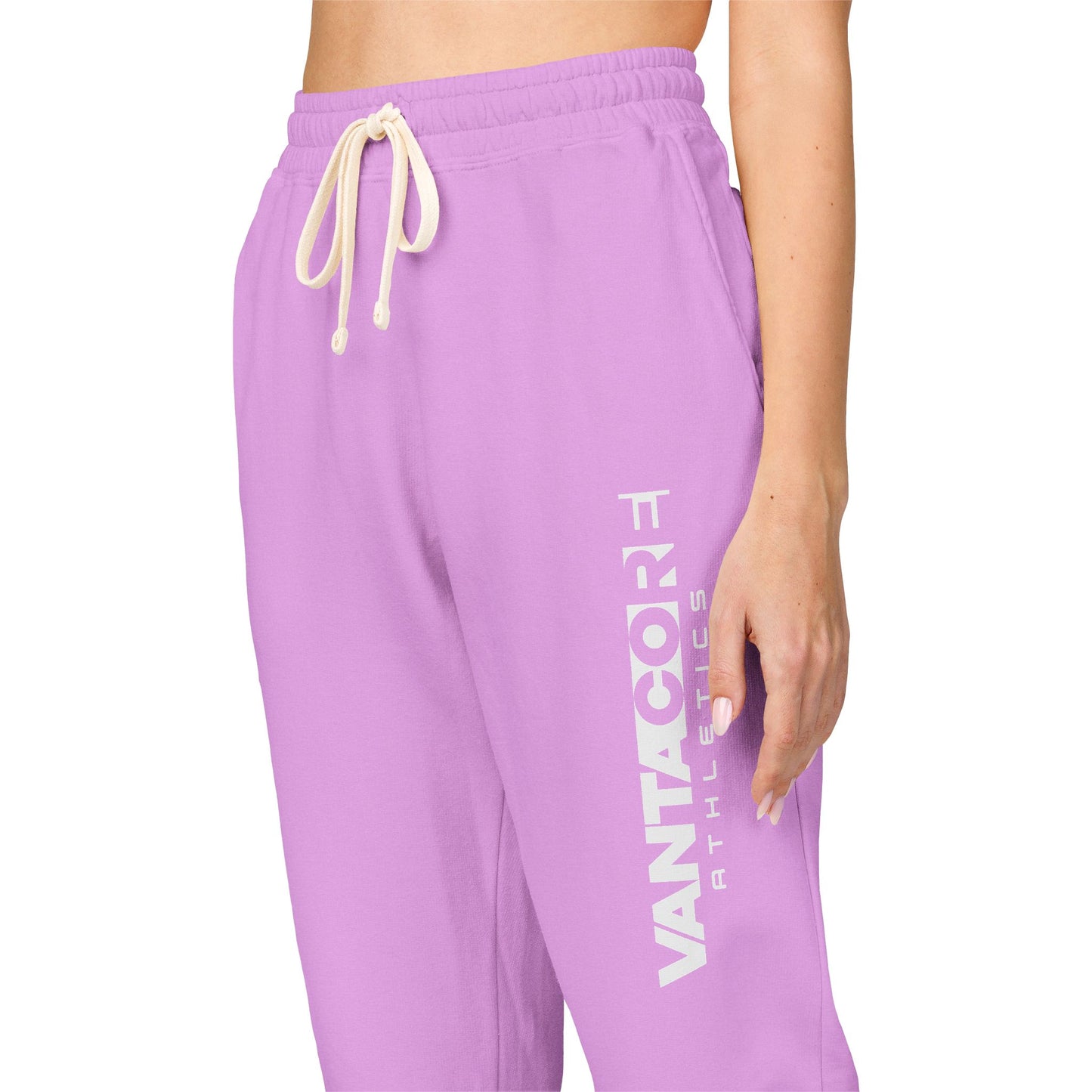 Vertical 'VANTOCOL?' Graphic Sweatpants — Garment-Dyed Fleece Joggers