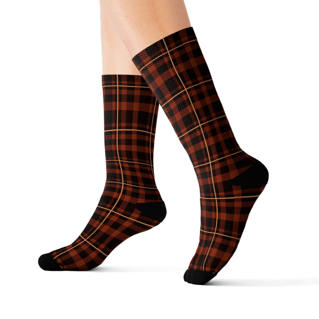 Rust Flannel Athletic Crew Socks