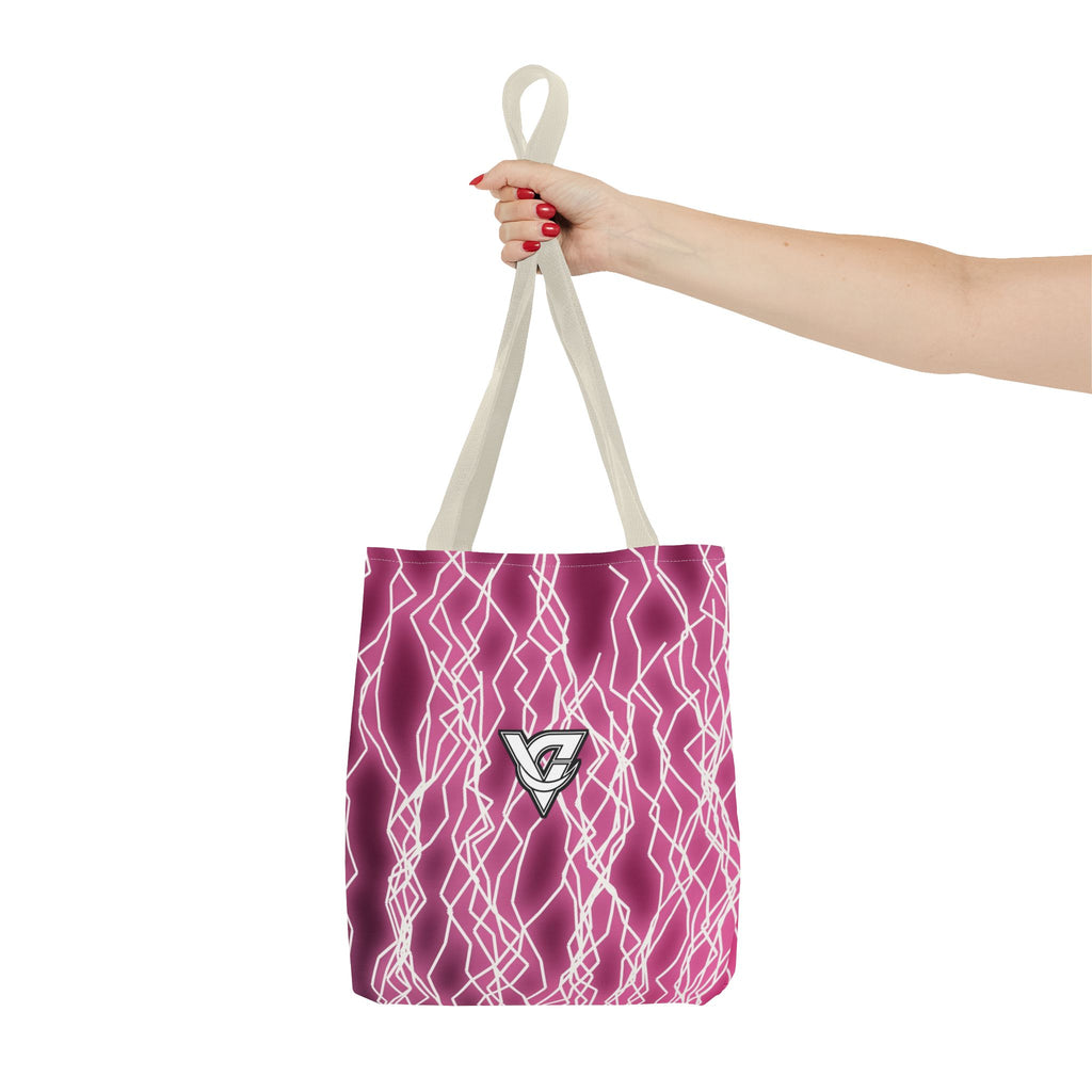 Hot Pink Lightning Tote Bag — All-Over Print Gym & Everyday Tote