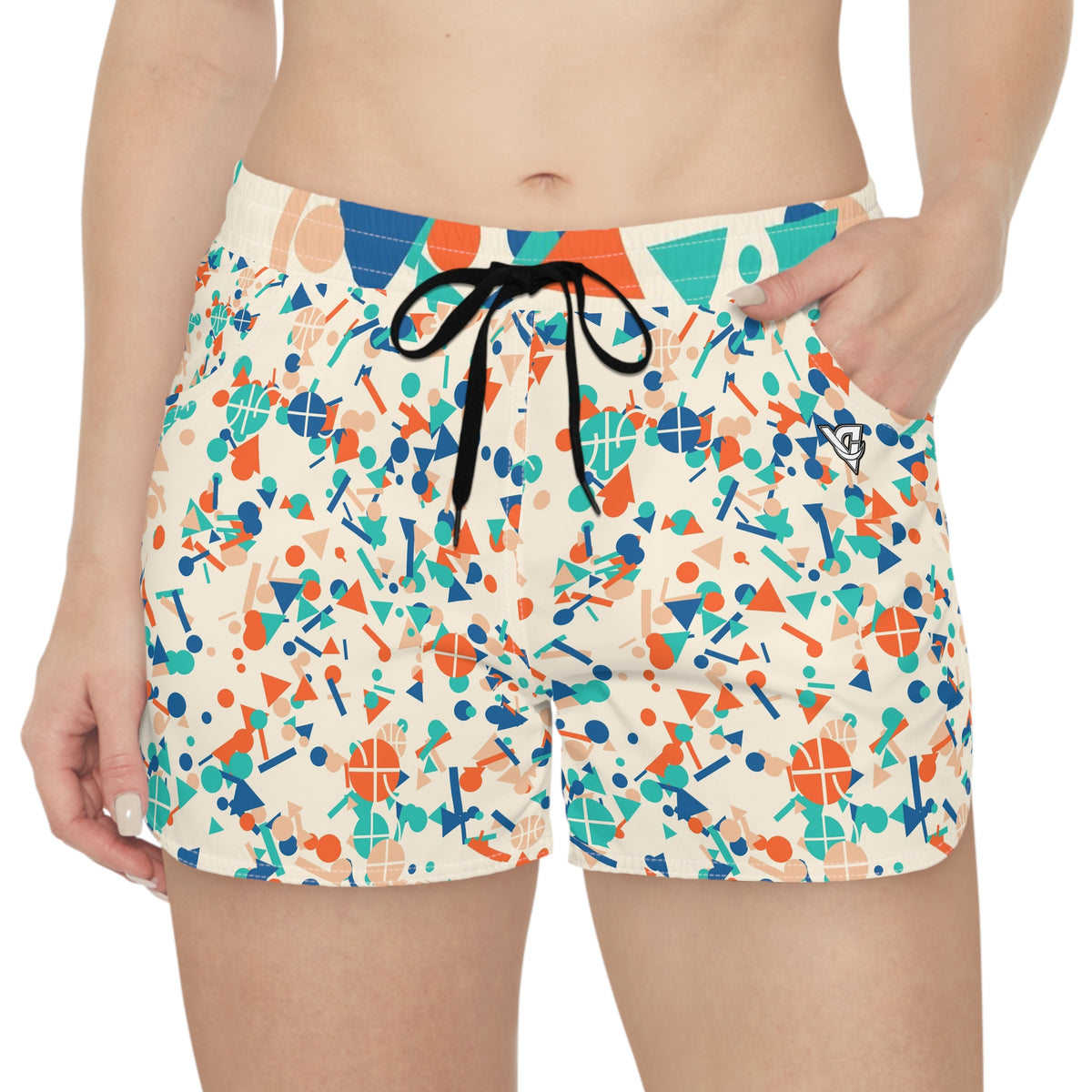 Basketball Papaya Splash Confetti Pop Women's Athletic Shorts with Pockets