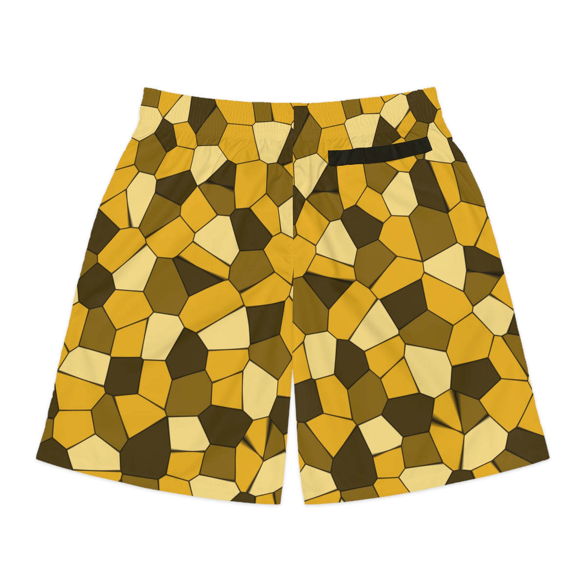 Men's Mustard Mosaic Performance Jogger Athletic Shorts with Pockets