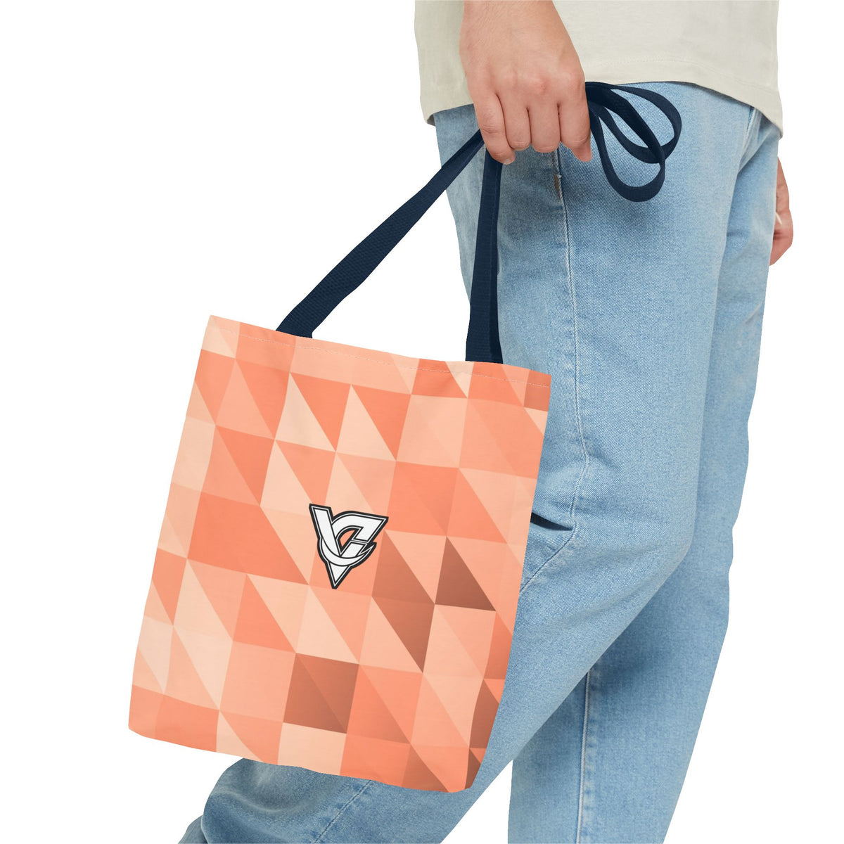 Peach Low-Poly Tote Bag — All-Over Print Gym & Everyday Tote