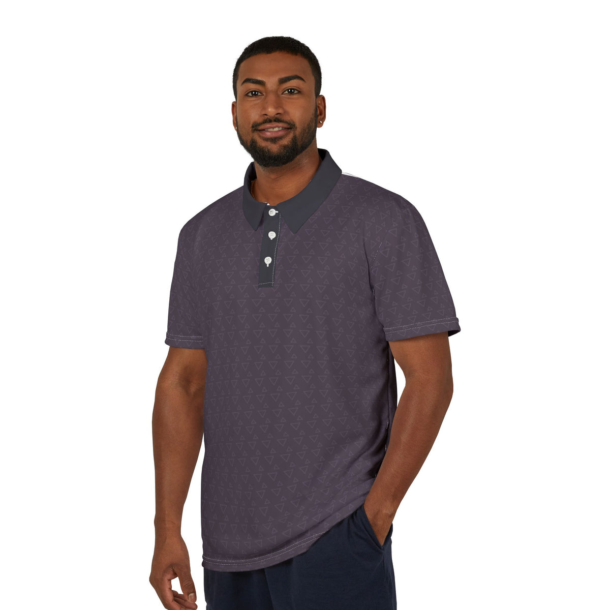 Men's Classic Polo Shirt — Subtle Geometric All-Over Print