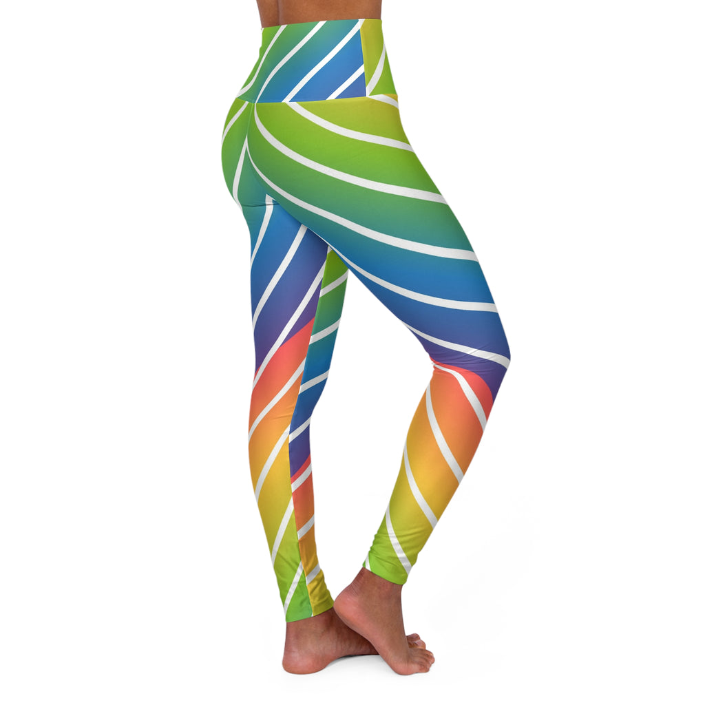 Rainbow Ripple High-Waisted Yoga Leggings (AOP)