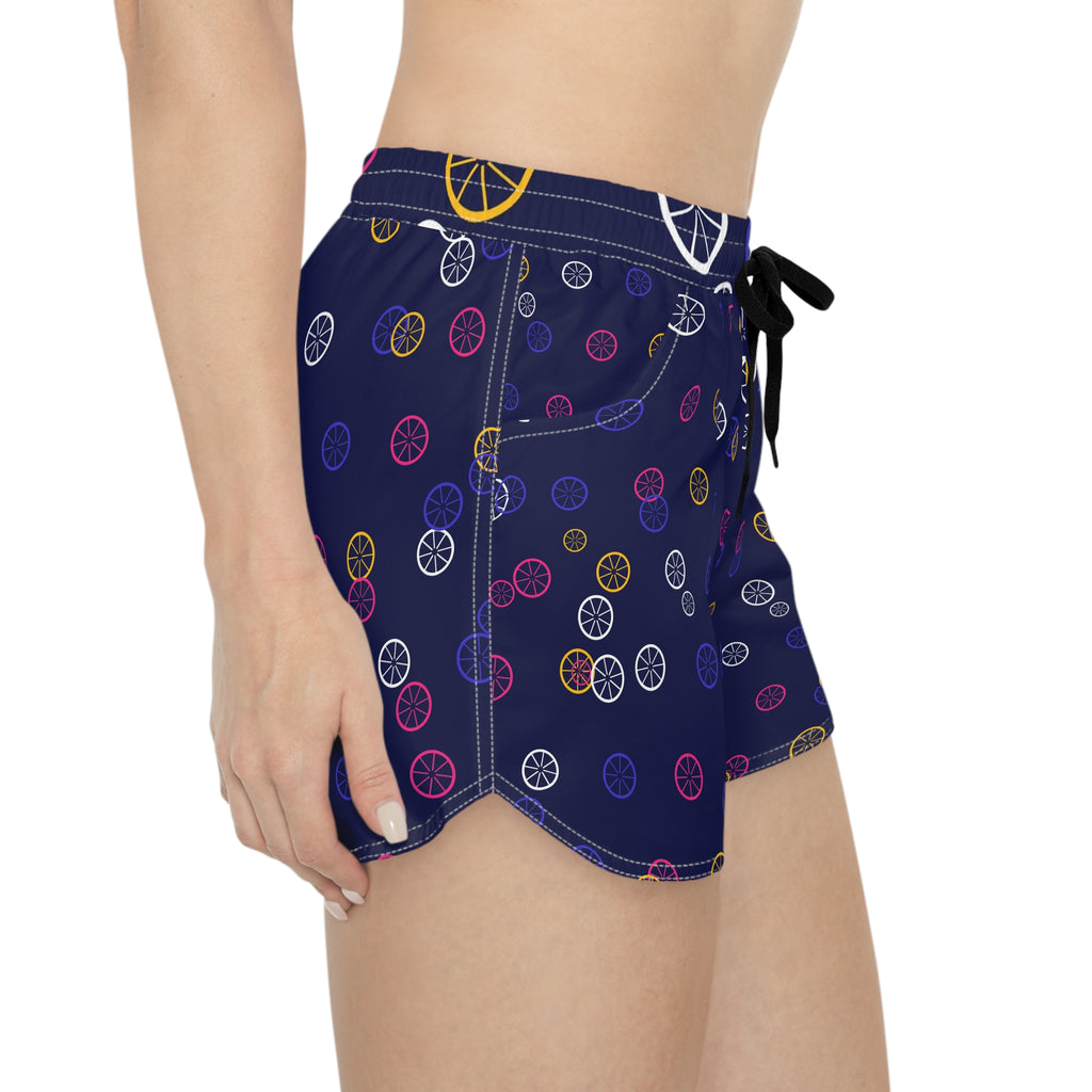 Cycling Royal Flame Icon Storm Women's Athletic Shorts with Pockets