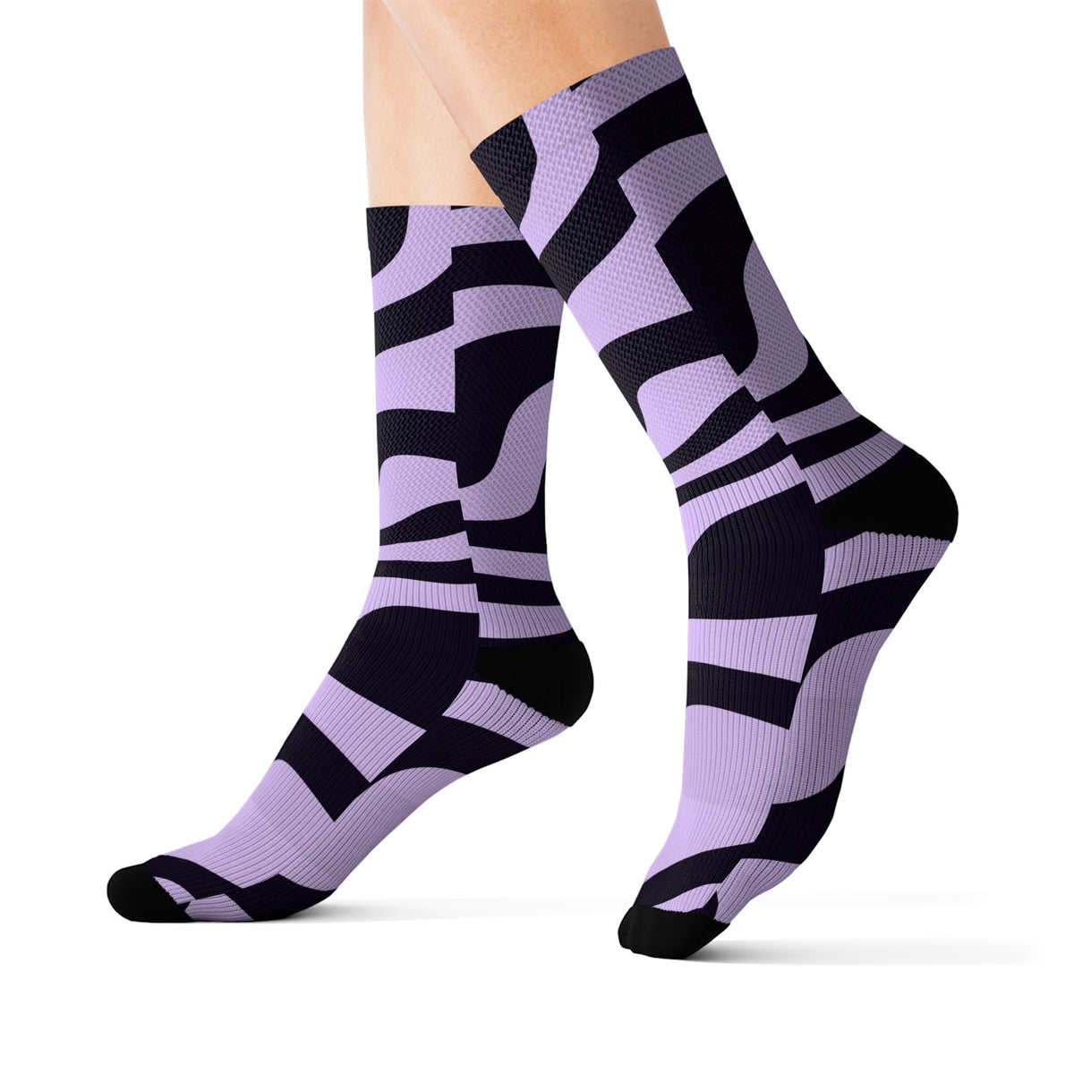 Grape Zebra Athletic Crew Socks