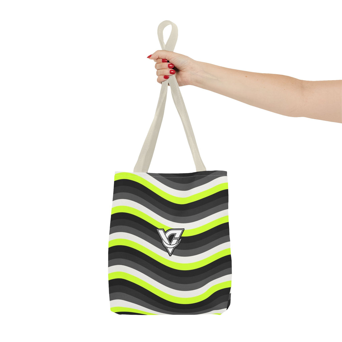 Graphite Wave Tote Bag — All-Over Print Gym & Everyday Tote