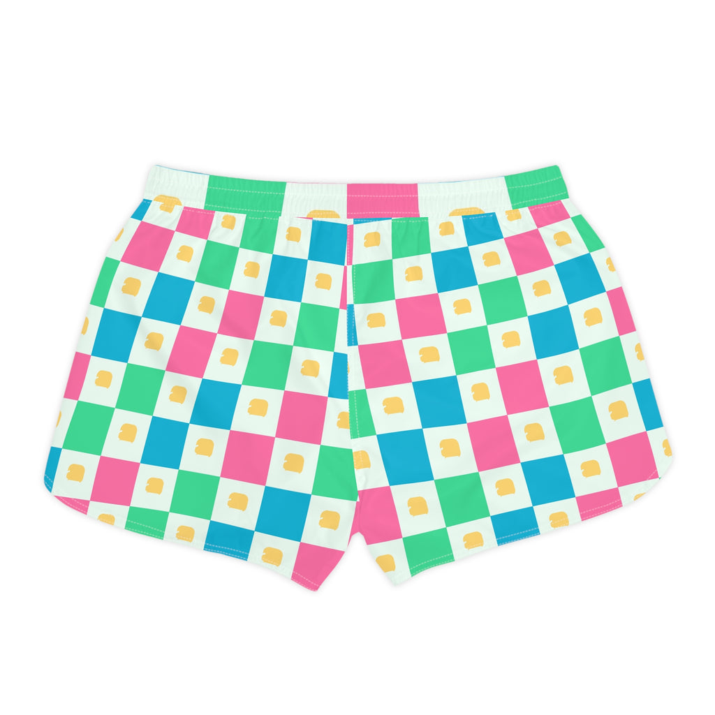 Combat Sports Mint Sorbet Checker Drive Women's Athletic Shorts with Pockets