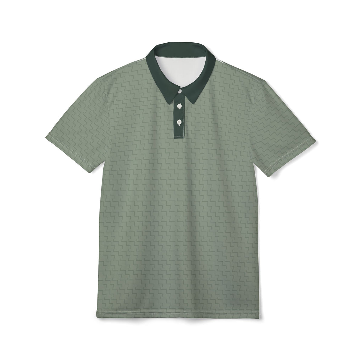 Green Geometric Polo Shirt — Men's Casual Golf & Business-Casual Top