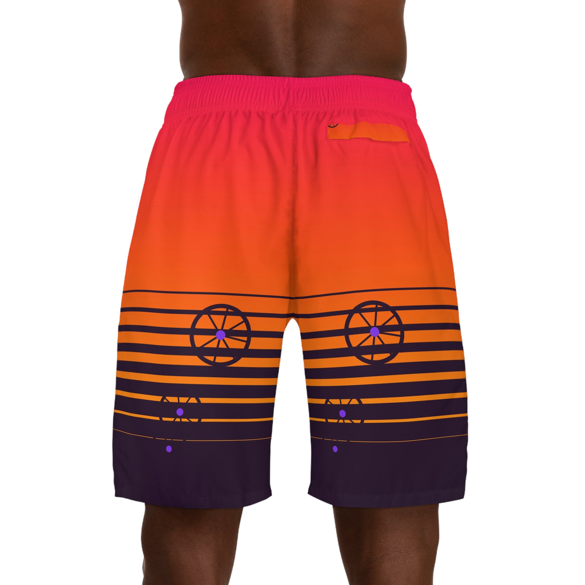 Cycling Berry Blast Horizon Fade Men's Athletic Shorts with Pockets