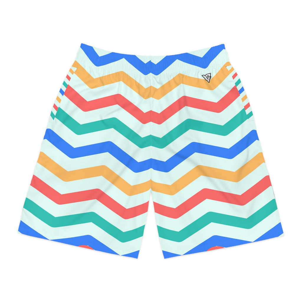 Pickleball Sea Glass Chevron Rush Men's Athletic Shorts with Pockets