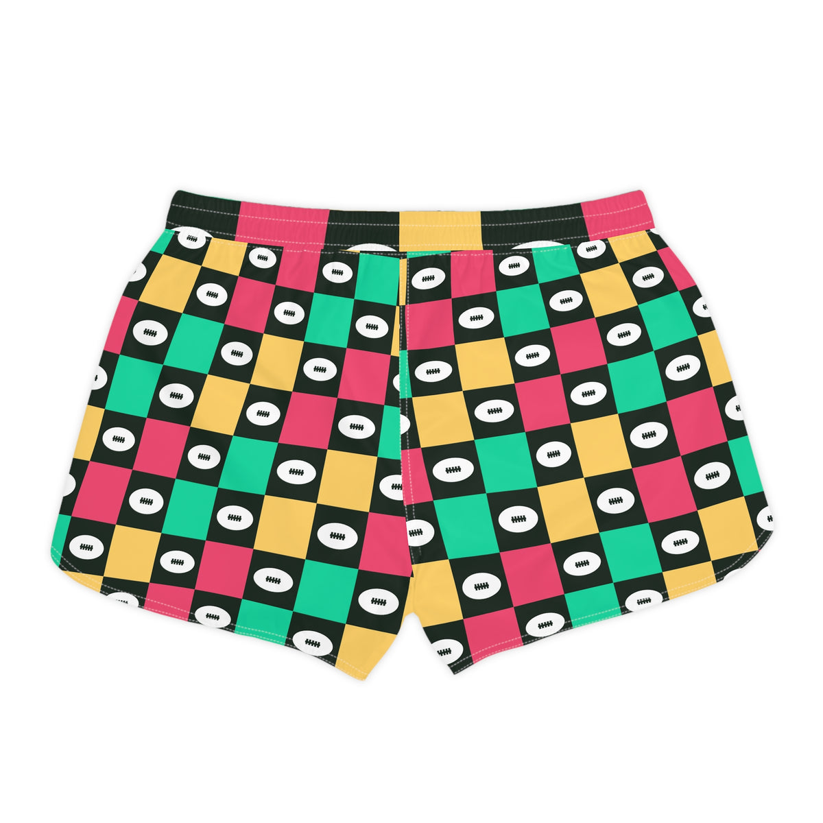 Football Watermelon Checker Drive Women's Athletic Shorts with Pockets
