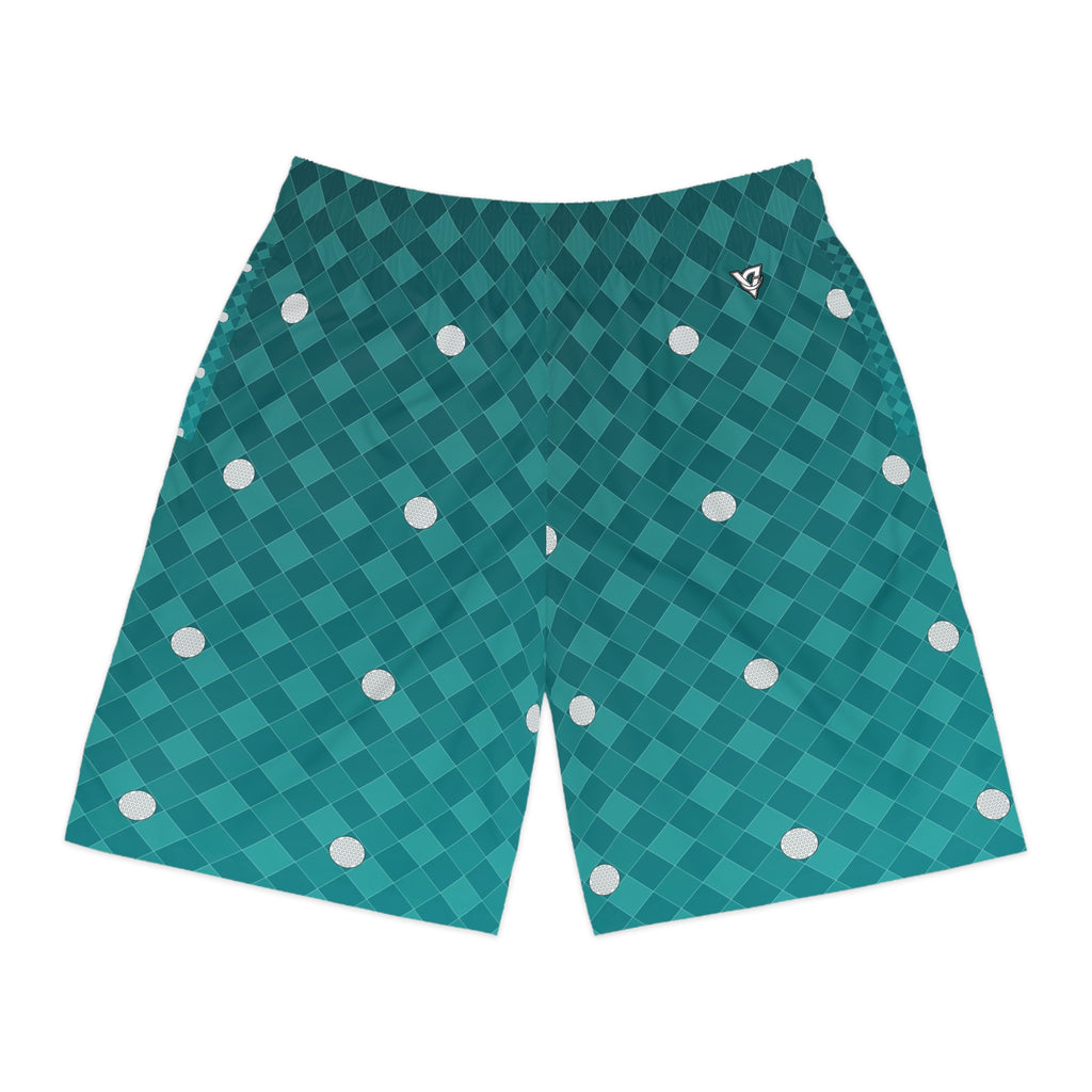 Golf Teal Wave Dimple Links Men's Athletic Shorts with Pockets
