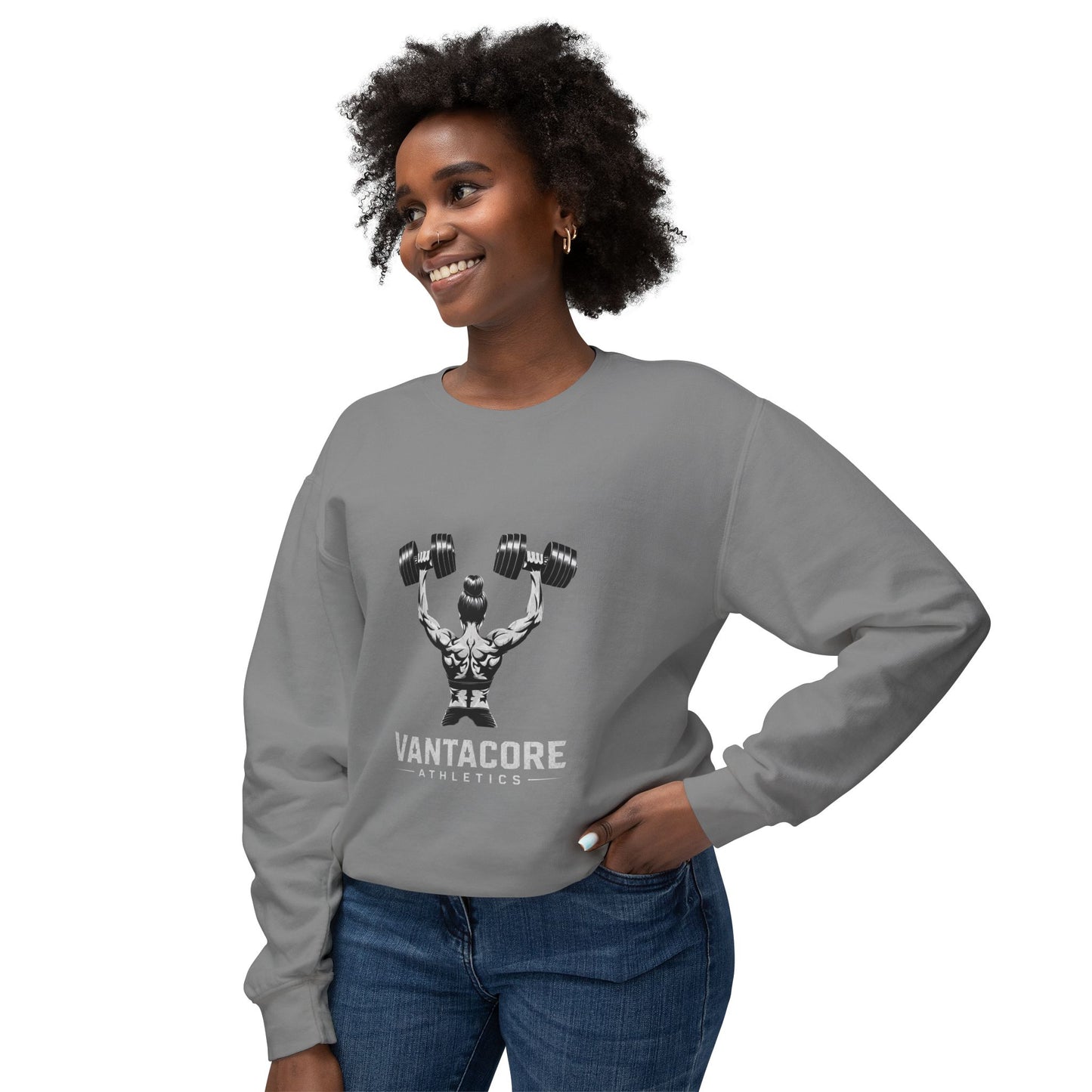 Weightlifting Crewneck Sweatshirt — Vantacore Athletics Dumbbell Design