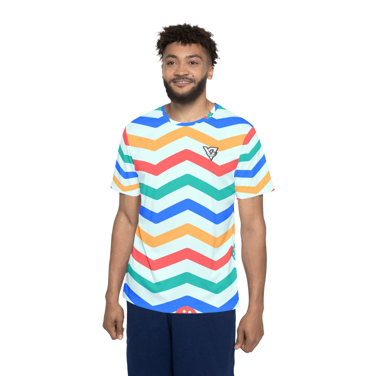 Pickleball Sea Glass Chevron Rush Men's Sports Jersey