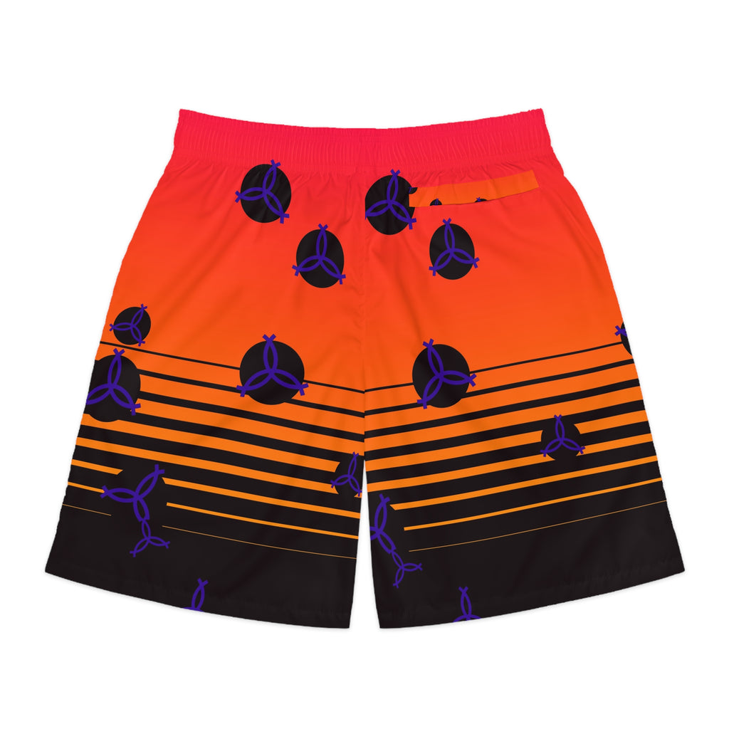Volleyball Hot Lava Horizon Fade Men's Athletic Shorts with Pockets