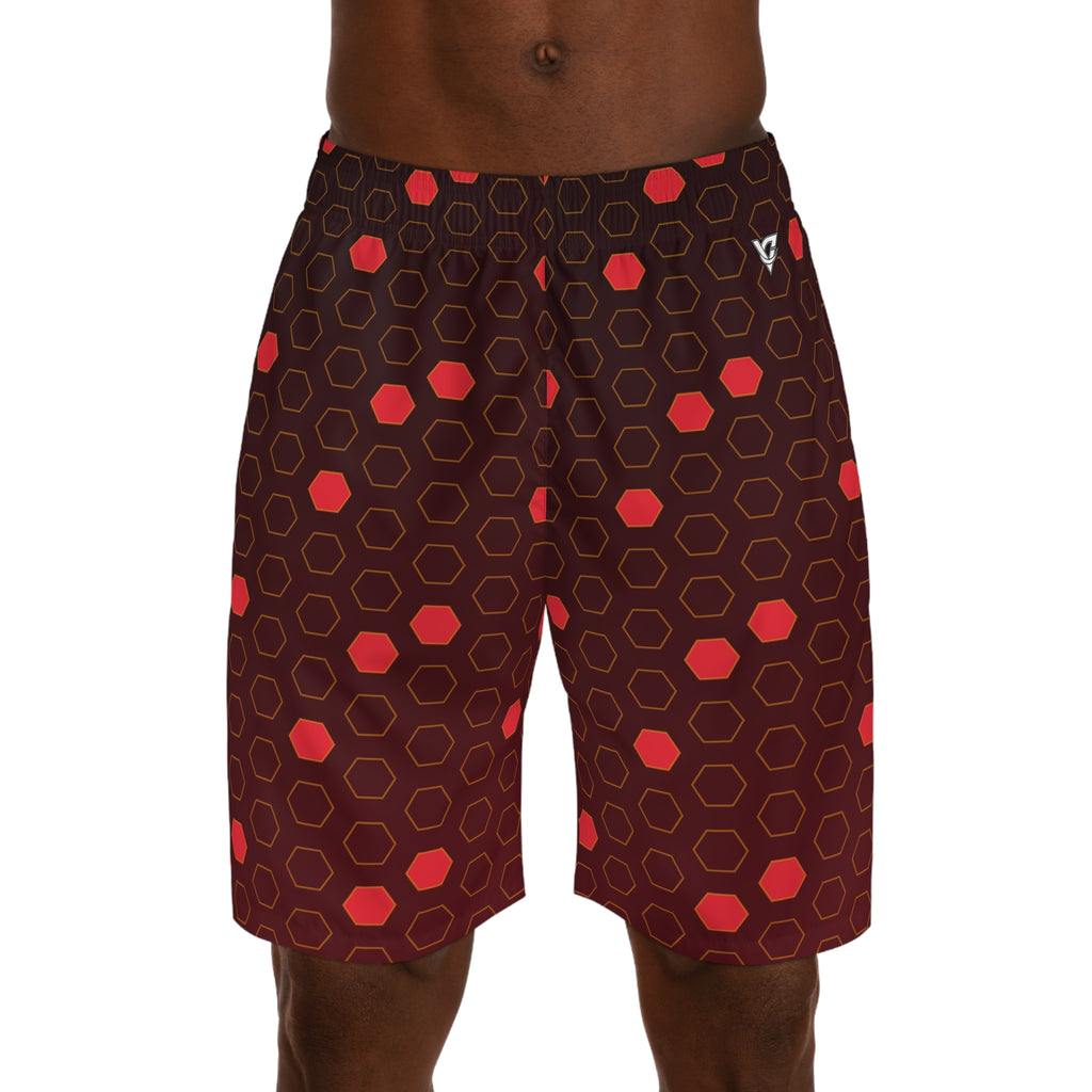 Soccer Crimson Blaze Hex Pitch Men's Athletic Shorts with Pockets