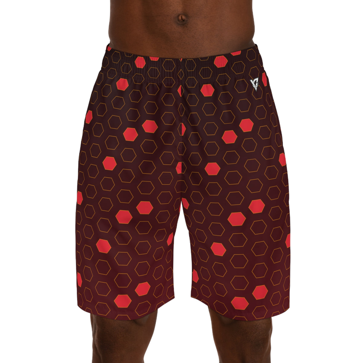 Soccer Crimson Blaze Hex Pitch Men's Athletic Shorts with Pockets