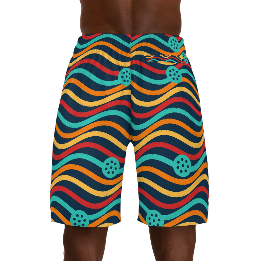 Pickleball Tropic Heat Wave Rider Men's Athletic Shorts with Pockets