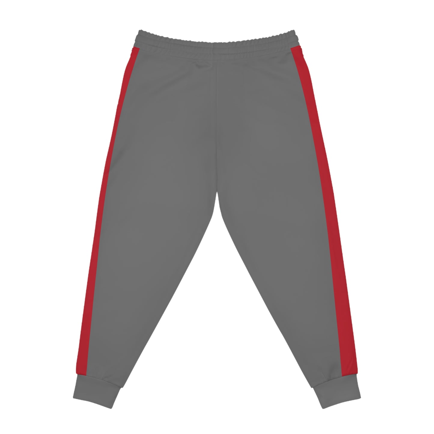 Grey Athletic Joggers with Red Side Stripes – Casual Sportswear Sweatpants