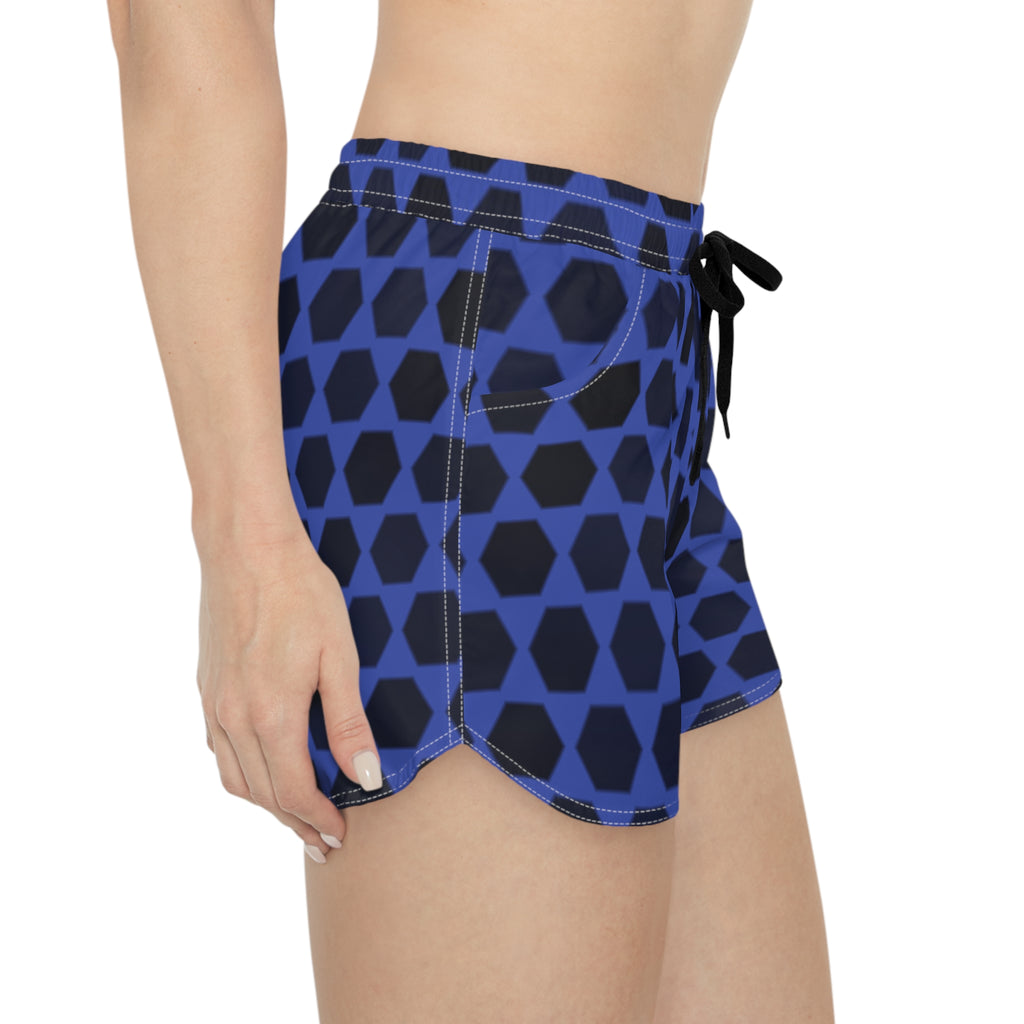 Women's Multipurpose Athletic Shorts with Pockets | Midnight Hex Grid